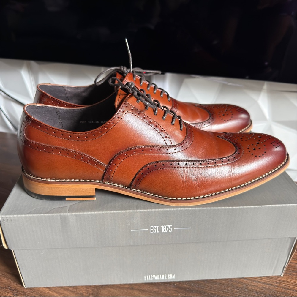 Stacy Adams Men's Brown Leather Oxford Shoes Size 11.5